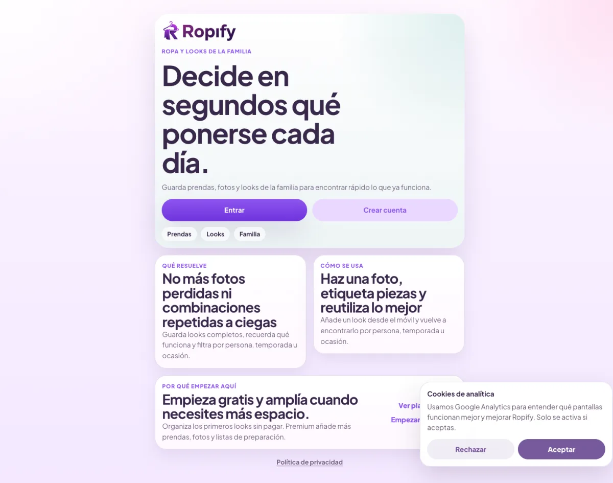Captura principal de Ropify